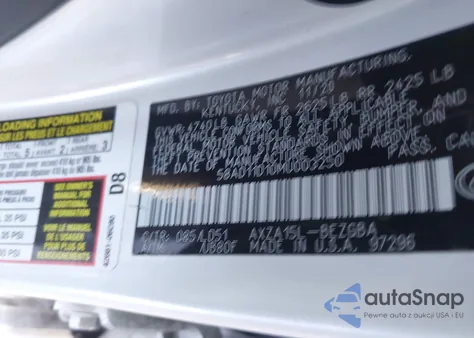 2021 Lexus Es 250 z USA, uszkodzony, nr VIN 58AD11D10MU003250